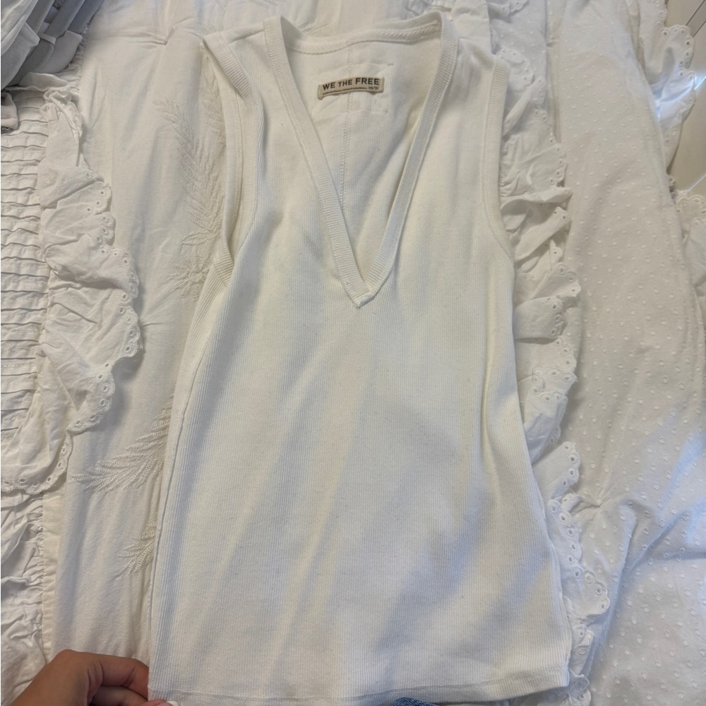 We The Free V-Neck White Tank Top